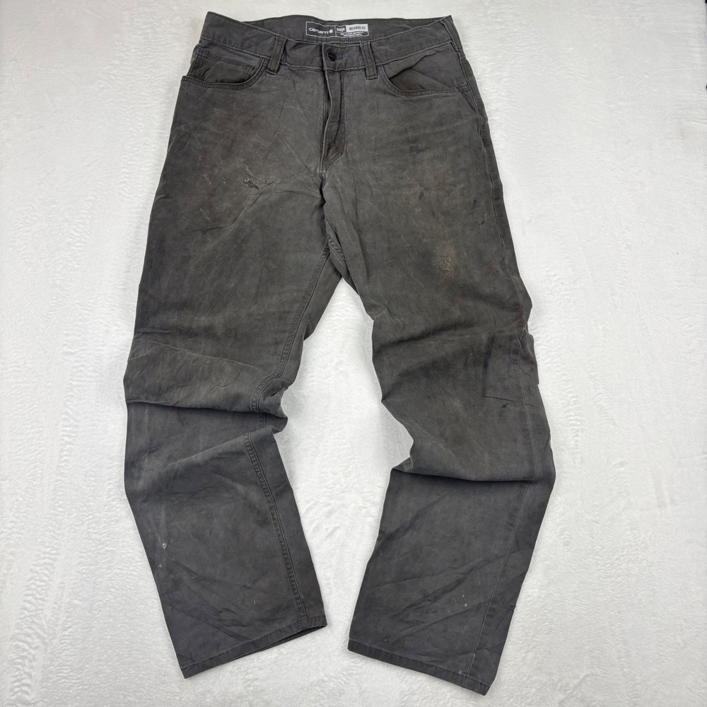 Carhartt‎ Mens Relaxed Gray Canvas Work Pants 33x34 Distressed Stained Y2K Skate
